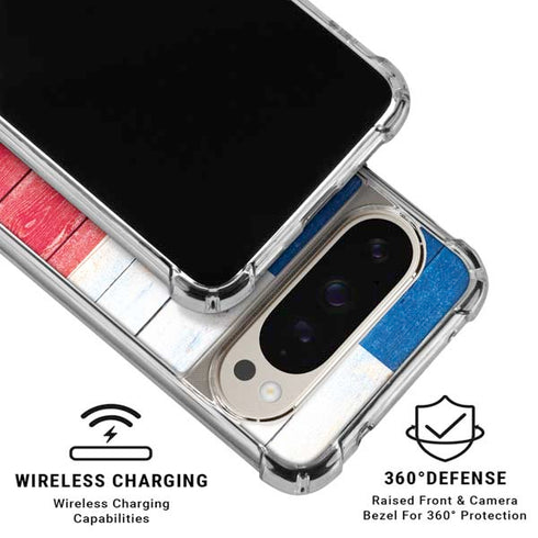 Texas Flag Light Wood Pixel 9/9 Pro Clear Case